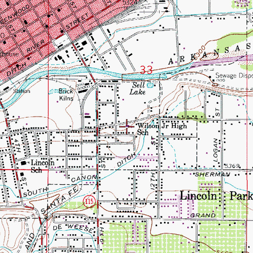 Topographic Map of Wilson Junior High School, CO