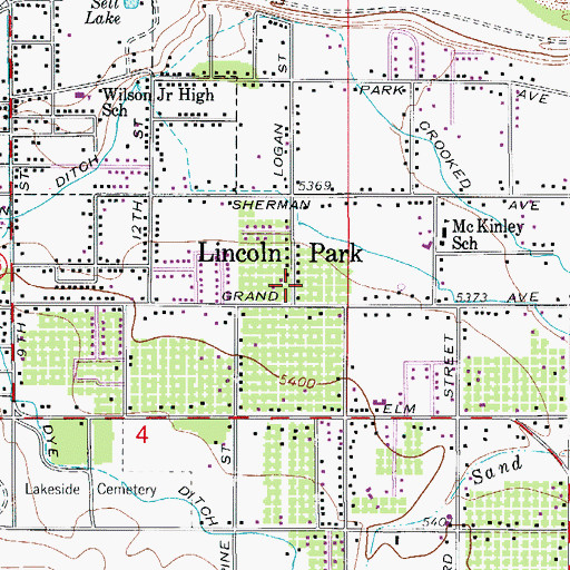 Topographic Map of Lincoln Park, CO