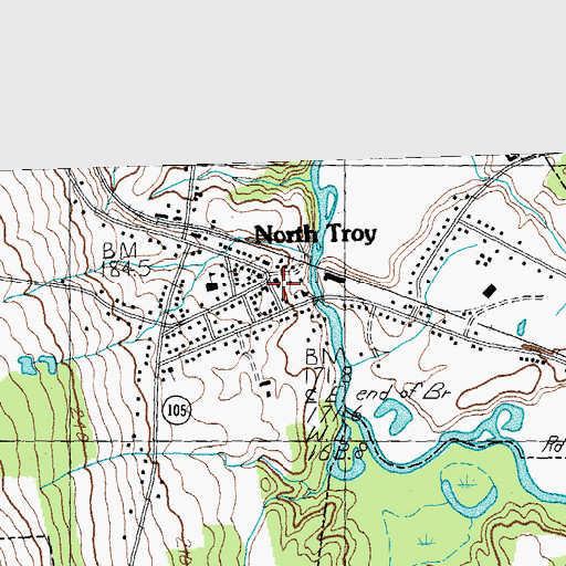 Topographic Map of North Troy Post Office, VT