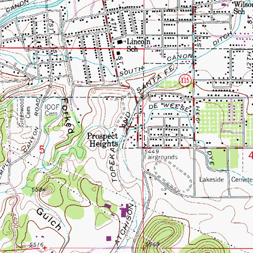 Topographic Map of Prospect Heights, CO