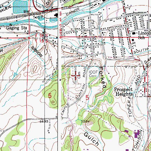 Topographic Map of Greenwood Cemetery, CO
