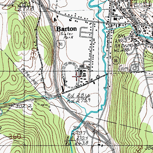 Topographic Map of Roaring Brook Park, VT