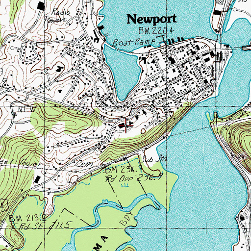 Topographic Map of Sacred Heart School, VT