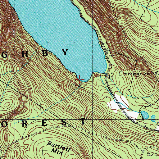 Topographic Map of South Shore Hiking Trail, VT