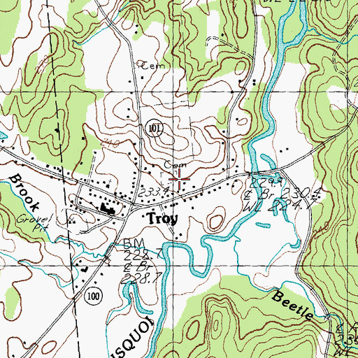 Topographic Map of Troy Cemetery, VT