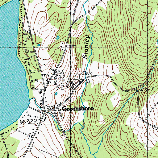 Topographic Map of Greensboro Village Cemetery, VT