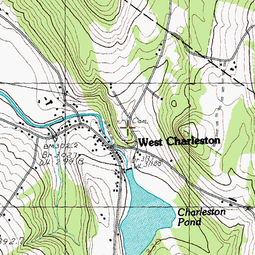 Topographic Map of West Charleston Cemetery, VT