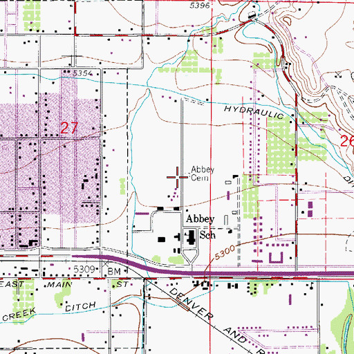 Topographic Map of Abbey Cemetery, CO