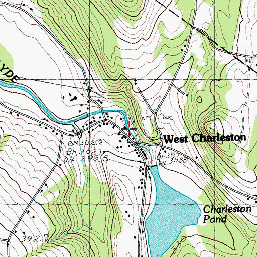 Topographic Map of West Charleston Post Office, VT