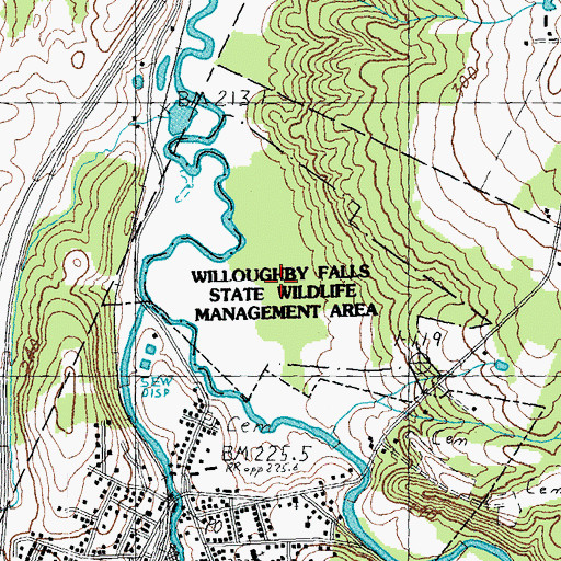 Topographic Map of Willoughby Falls State Wildlife Management Area, VT