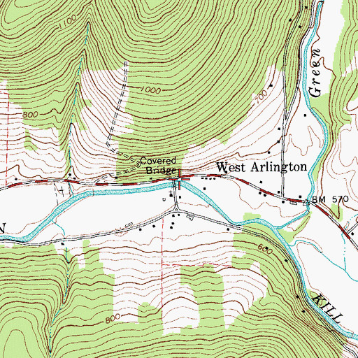 Topographic Map of Arlington Green Covered Bridge, VT