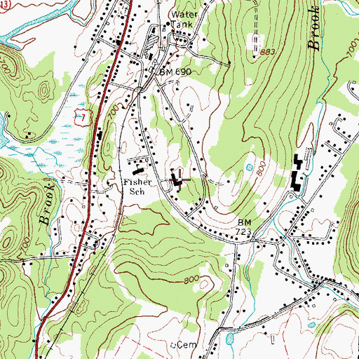 Topographic Map of Arlington Memorial High School, VT