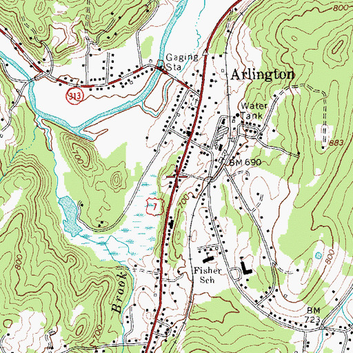 Topographic Map of Arlington Post Office, VT