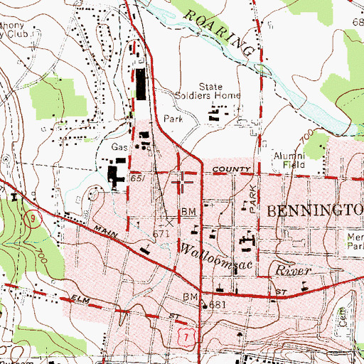 Topographic Map of Bennington Area Chamber of Commerce, VT