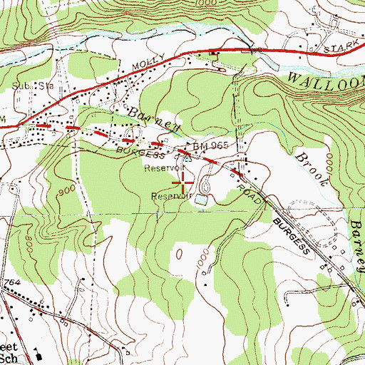 Topographic Map of Bennington Municipal Forest, VT