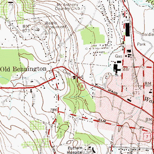 Topographic Map of Bennington Museum Genealogical Library, VT