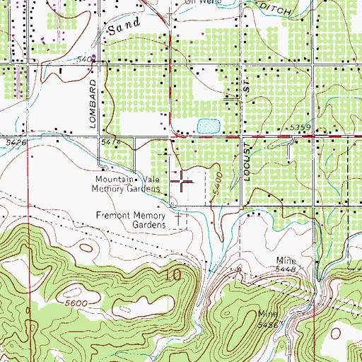 Topographic Map of Mountain Vale Memory Gardens, CO