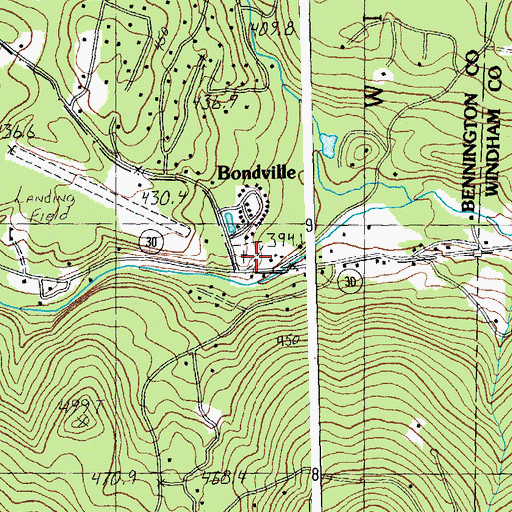 Topographic Map of Bondville Cemetery, VT