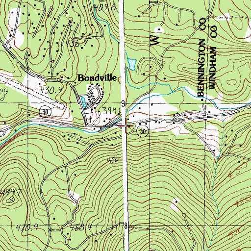 Topographic Map of Bondville Post Office, VT