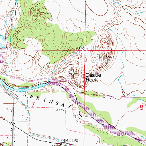 Topographic Map of Castle Rock, CO