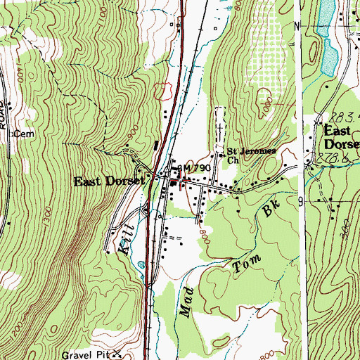Topographic Map of Dorset Town Hall, VT