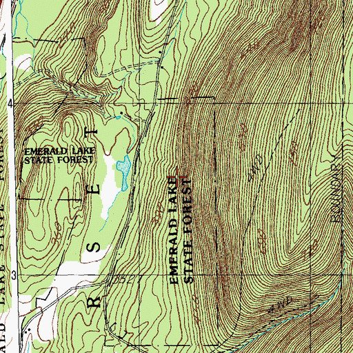 Topographic Map of Emerald Lake State Forest, VT