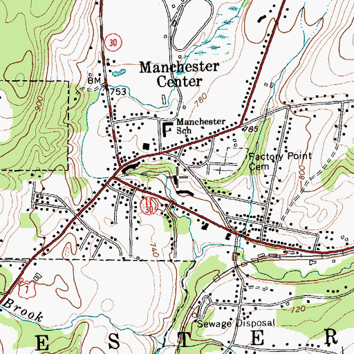 Topographic Map of Equinox Square Shopping Center, VT