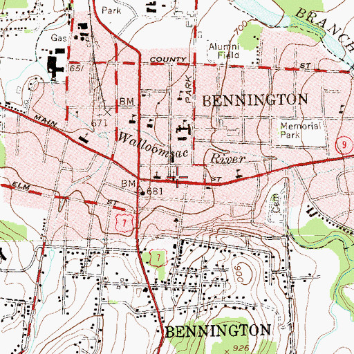Topographic Map of First United Methodist Church, VT
