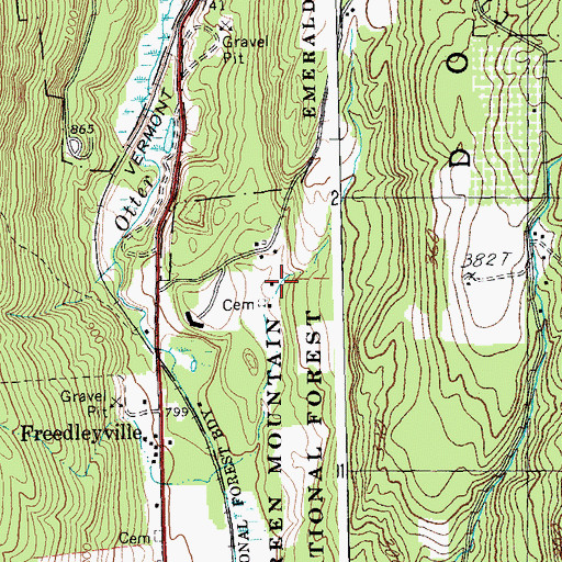 Topographic Map of Gifford Cemetery, VT