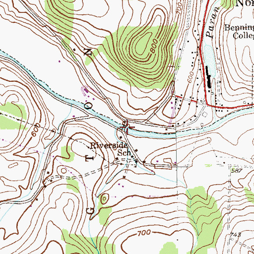 Topographic Map of Henry Covered Bridge, VT