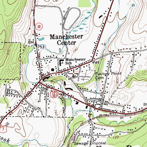 Topographic Map of Manchester Visitor Information Center, VT