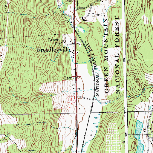 Topographic Map of Maple Hill Cemetery, VT