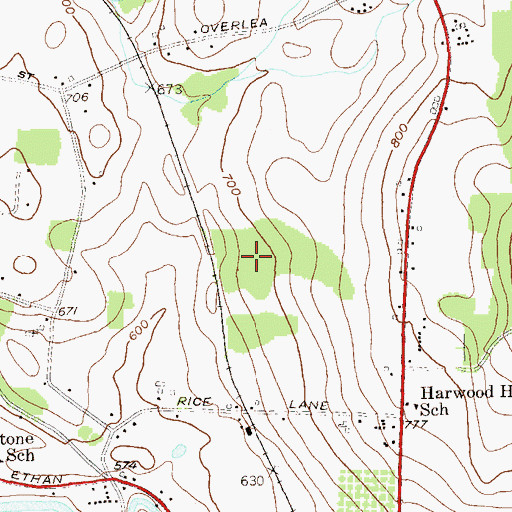 Topographic Map of McCullough Woods, VT