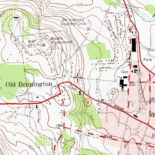 Topographic Map of Monument Elementary School, VT