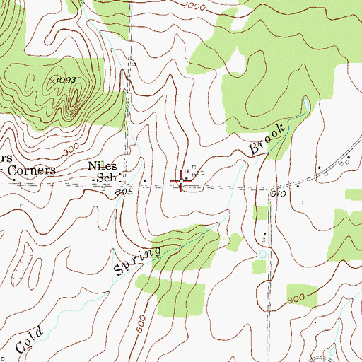 Topographic Map of Niles Cemetery, VT