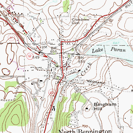 Topographic Map of North Bennington Historic District, VT