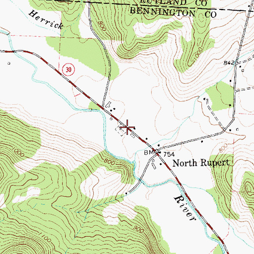 Topographic Map of North Rupert Cemetery, VT