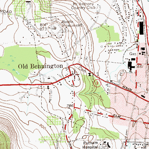 Topographic Map of Old First Church, VT