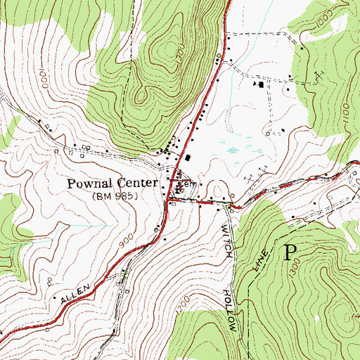 Topographic Map of Pownal Center Cemetery, VT