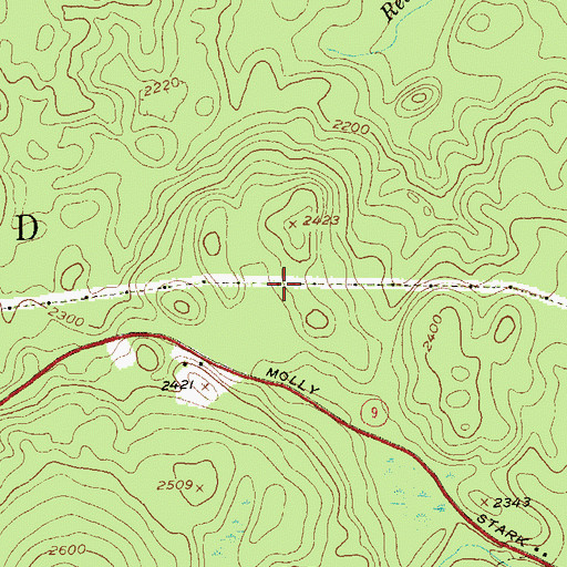 Topographic Map of Red Mill Brook Camping Area, VT