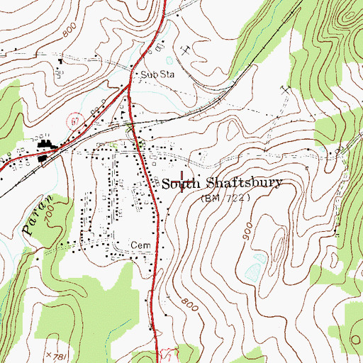 Topographic Map of Shaftsbury Elementary School, VT
