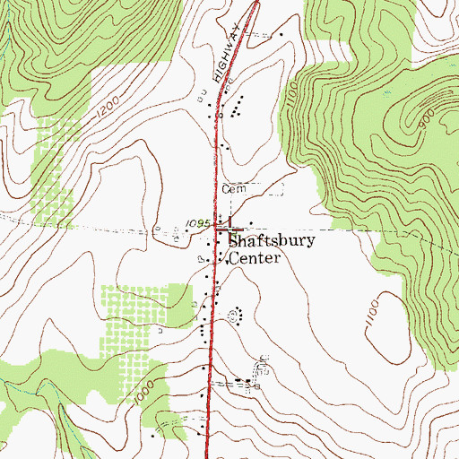 Topographic Map of Center Shaftsbury Historic District, VT