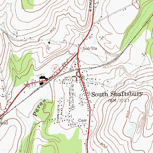 Topographic Map of Shaftsbury Post Office, VT