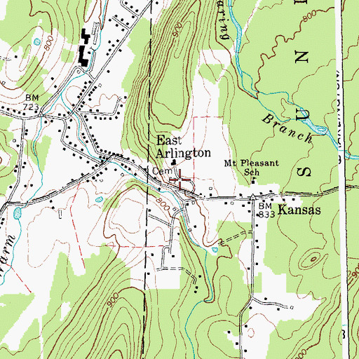 Topographic Map of South End Cemetery, VT
