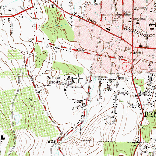 Topographic Map of Southwestern Vermont Medical Center Medical Library, VT