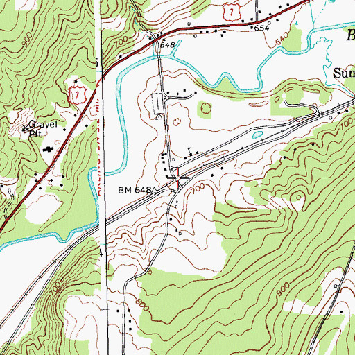 Topographic Map of Sunderland Station, VT