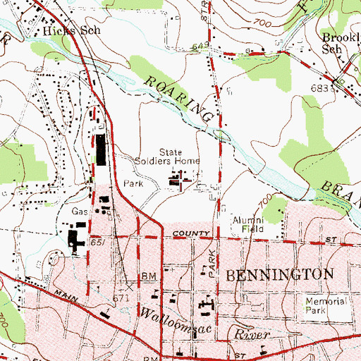 Topographic Map of Vermont Veterans Home Library, VT