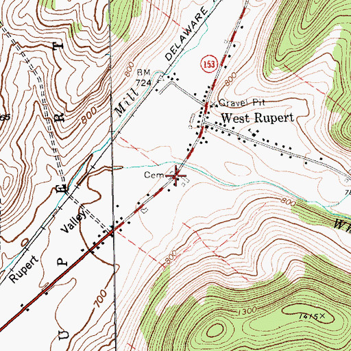 Topographic Map of West Rupert Cemetery, VT