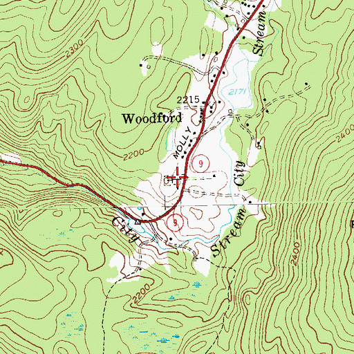 Topographic Map of Woodford Cemetery, VT