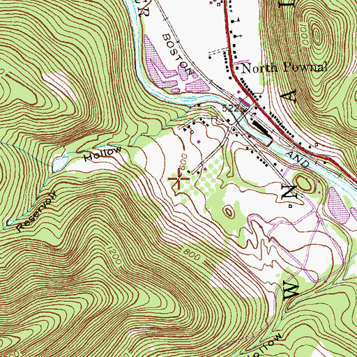 Topographic Map of Woodland - J Wilcox Farm Cemetery, VT